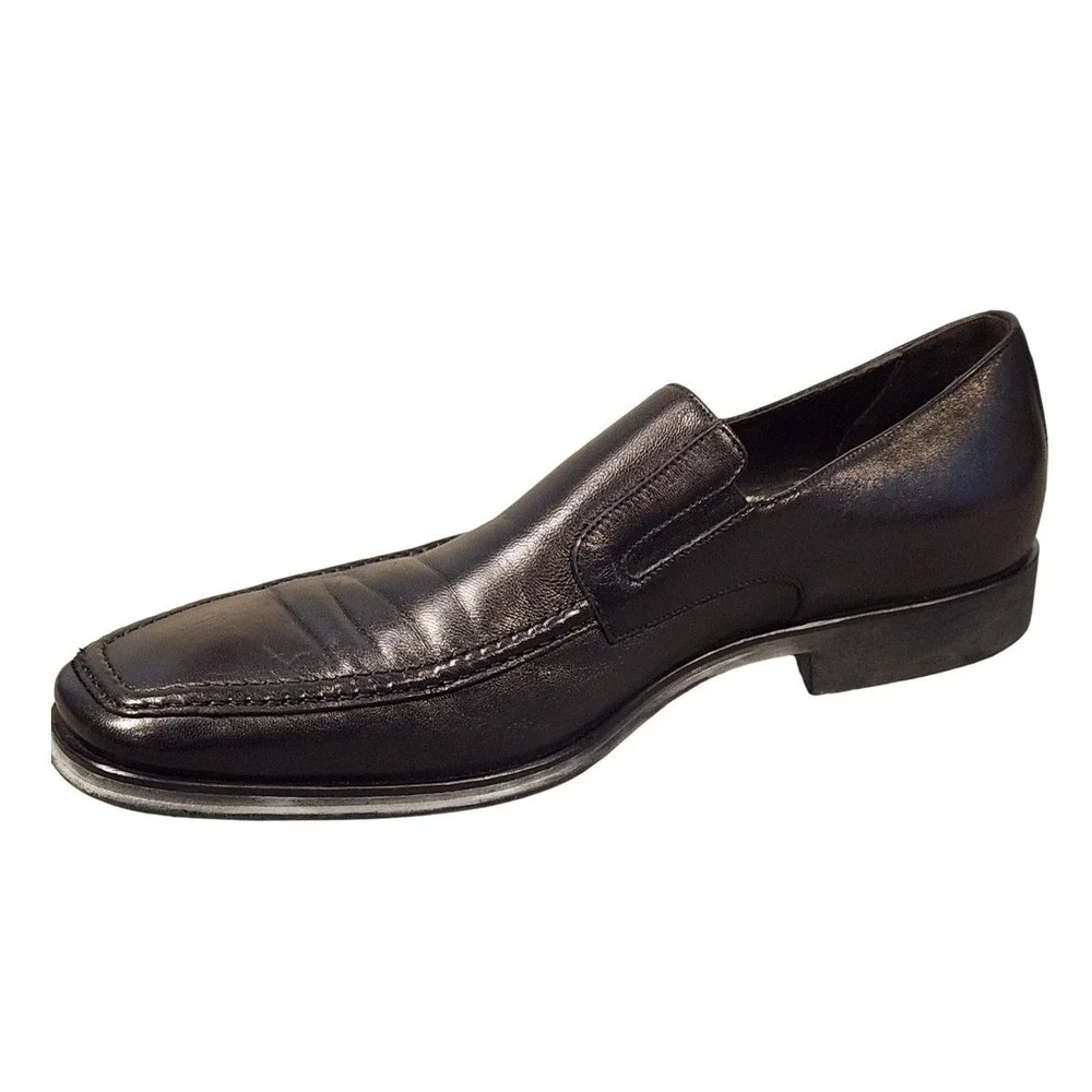Bruno Magli Raging Shoes Mens Size 9.5 Black Leather Slip On Dress Oxford Italy